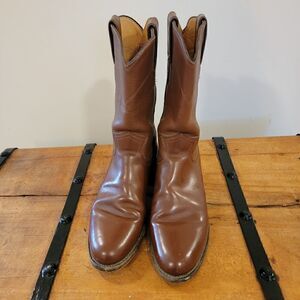 Justin Roper Brown Leather Boots Men’s Sz 5 1/2 B Style 3802 USA Pull on